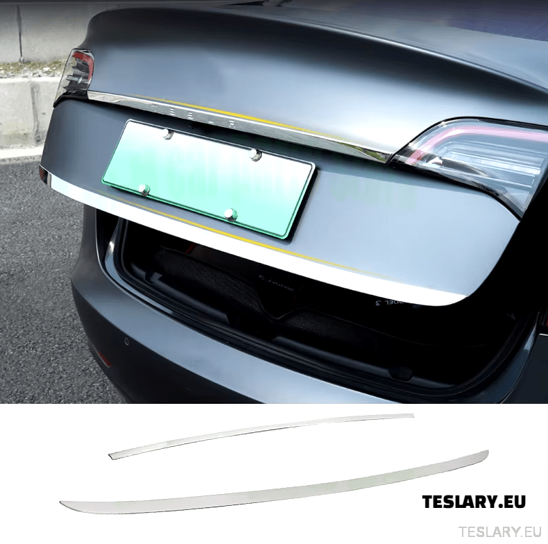 Tesla Model Y Trunk Chrome Protective Strips - TESLARY Tesla Shop Accessories Europe Nederlands Ireland Deutschland Espana Alicante France Italia