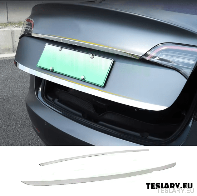 Tesla Model Y Trunk Chrome Protective Strips - TESLARY Tesla Shop Accessories Europe Nederlands Ireland Deutschland Espana Alicante France Italia