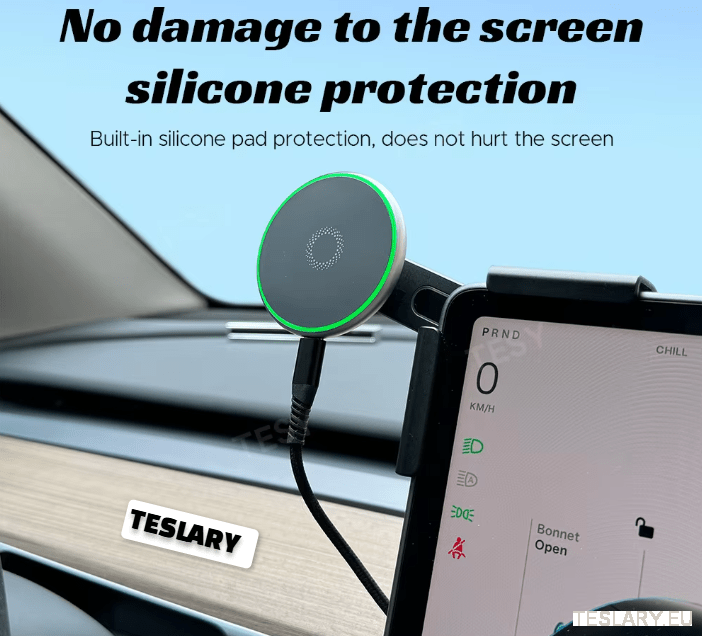 Tesla Screen Mount Phone Holder 15W Magnetic Magsafe Wireless Charger Tesla Model 3 / Model 3+ Highland / Model Y / Model Y+ Juniper - TESLARY Tesla Shop Accessories Europe Nederlands Dublin Cork Ireland Deutschland Espana Alicante France Italia