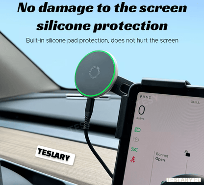 Tesla Screen Mount Phone Holder 15W Magnetic Magsafe Wireless Charger Tesla Model 3 / Model 3+ Highland / Model Y / Model Y+ Juniper - TESLARY Tesla Shop Accessories Europe Nederlands Dublin Cork Ireland Deutschland Espana Alicante France Italia