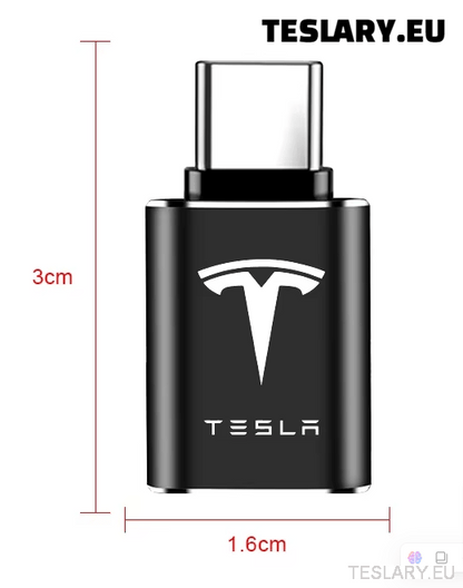 Tesla USB TYPE C to USB Adapter for Model 3 Y S X LOGO - TESLARY Tesla Shop Accessories Europe Nederlands Dublin Cork Ireland Deutschland Espana Alicante France Italia