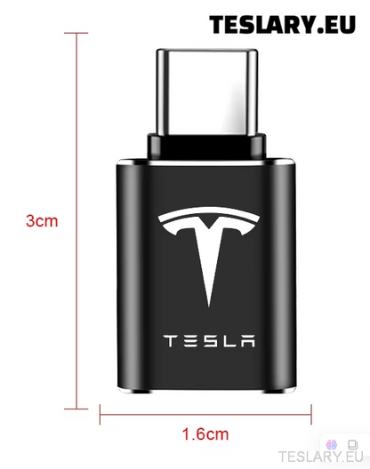 Tesla USB TYPE C to USB Adapter for Model 3 Y S X LOGO - TESLARY Tesla Shop Accessories Europe Nederlands Ireland Deutschland Espana Alicante France Italia