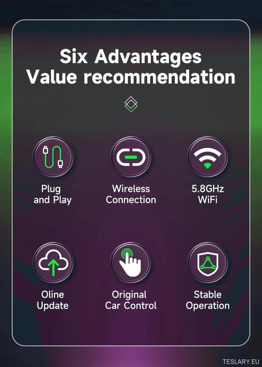 Universal Wireless CarPlay & Android Auto Adapter - TESLARY Tesla Shop Accessories Europe Nederlands Ireland Deutschland Espana Alicante France Italia